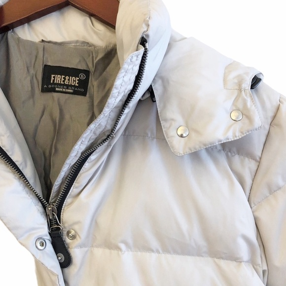 BOGNER Fire & Ice Quilted Puffer Down Hooded Jacket Size Medium in Silver Gray - Picture 4 of 13